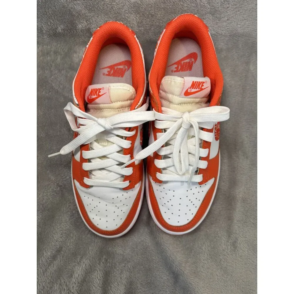 Nike Dunk Low Orange Paisley Color Block Sneakers Size 8W Retro Basketball 80s - Picture 2 of 11